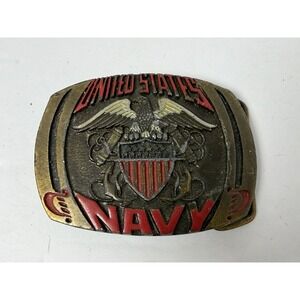 United States Navy Indiana Metal Craft Vintage 1980 Belt Buckle